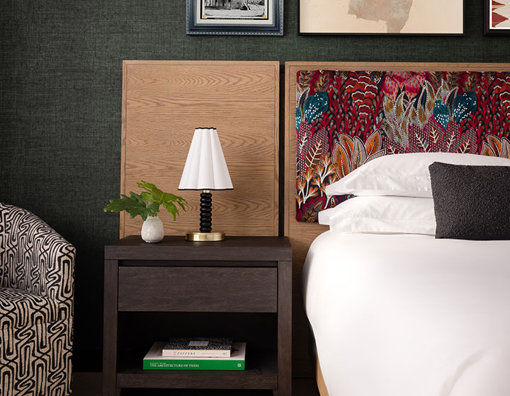 king bed, nightstand and chair